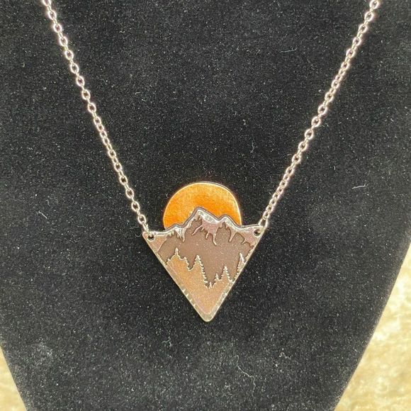 Pendant Necklace with Mountains and Setting Sun #645 - Picture 8 of 8